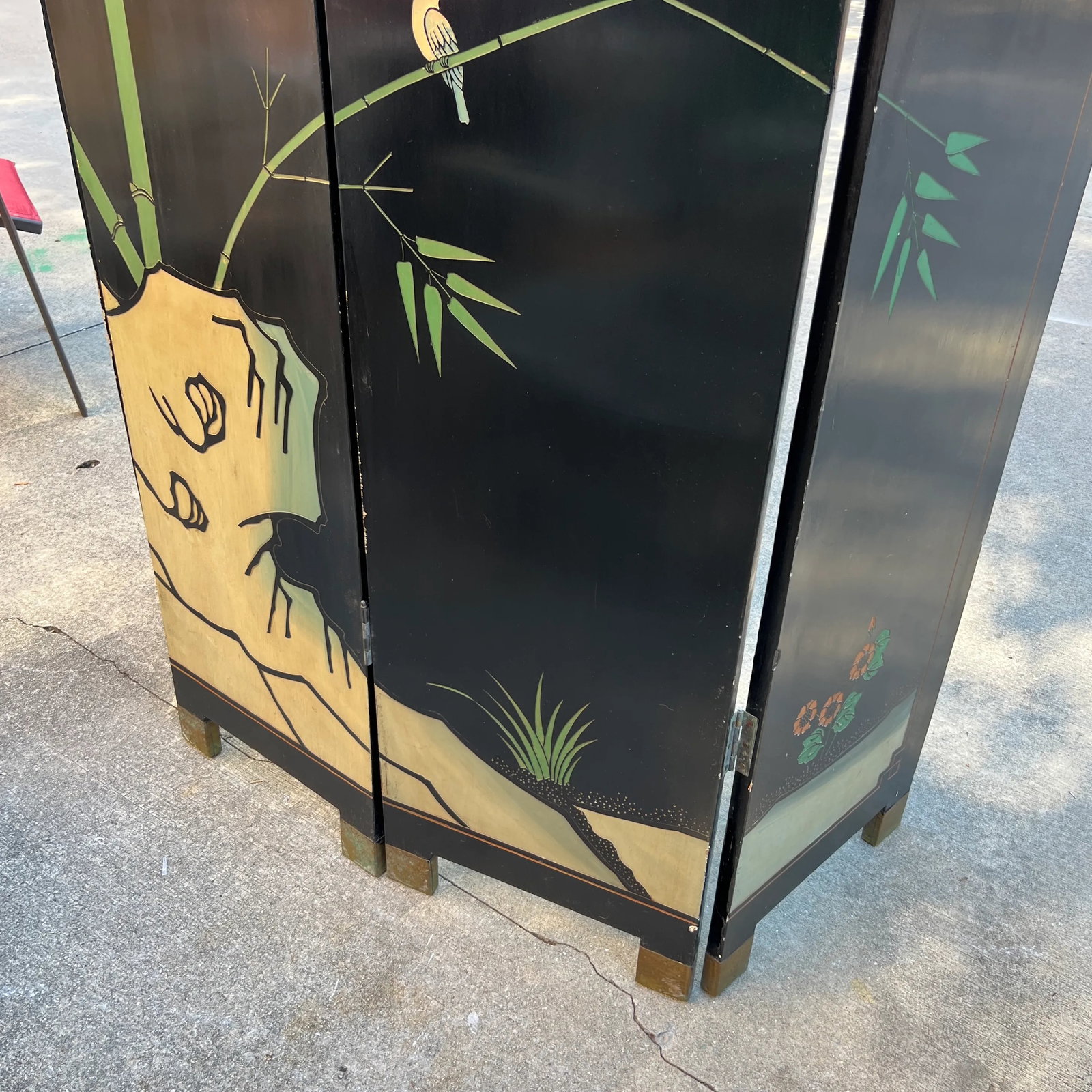 Coromandel Vintage Asian Crane Screen With Greek Key - 10