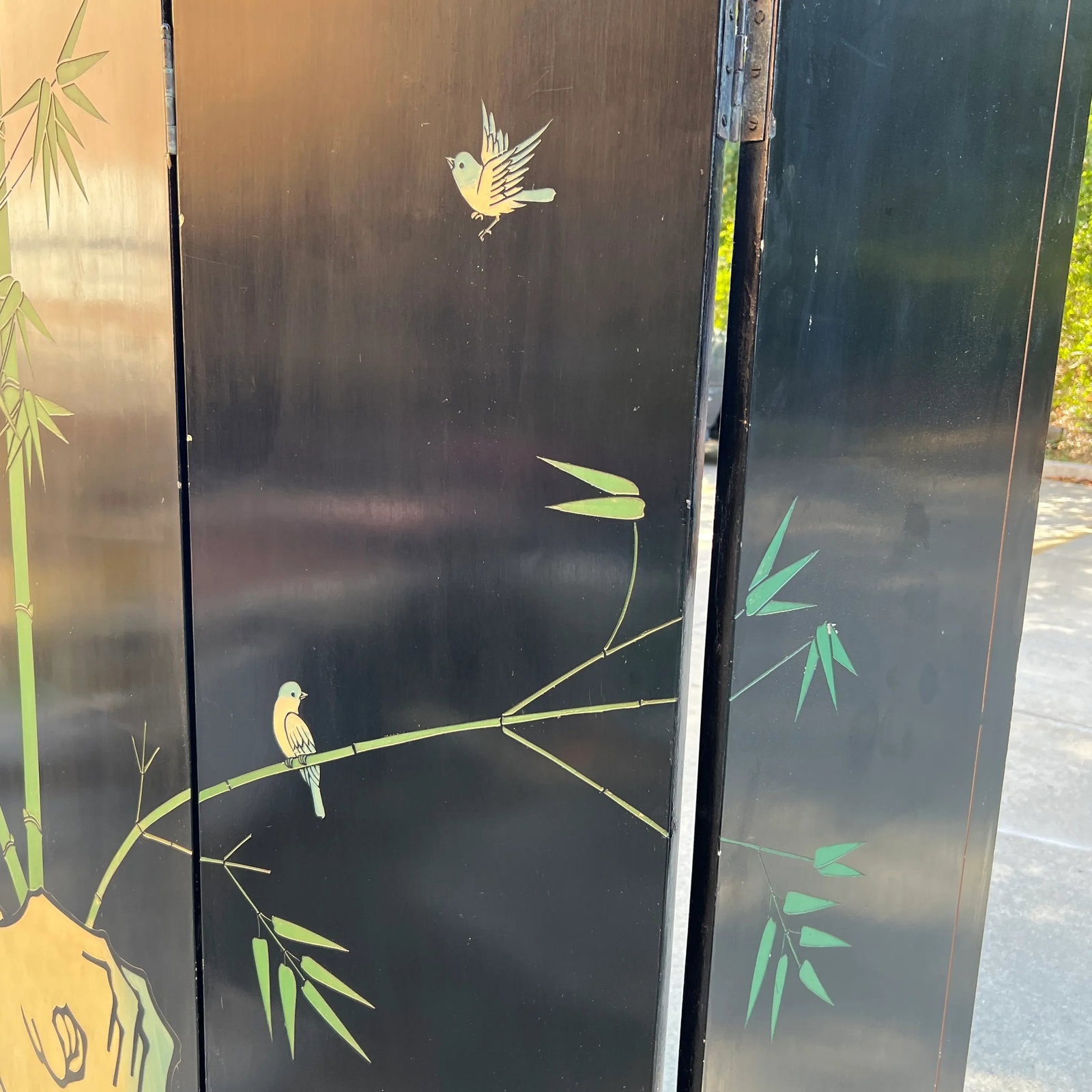 Coromandel Vintage Asian Crane Screen With Greek Key - 8