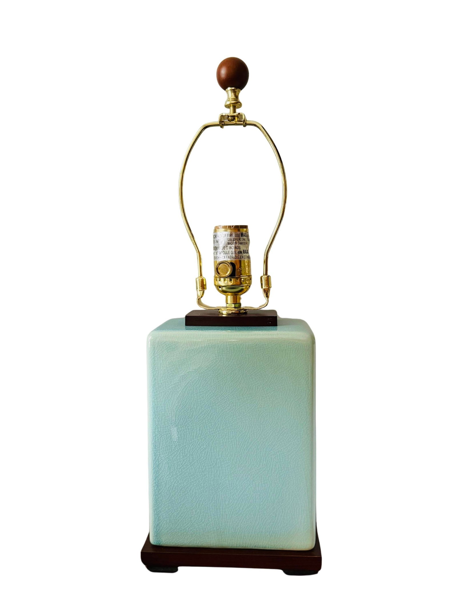 Pair of Lauren Ralph Lauren Celadon Crackle Glazed Porcelain Table Lamps | Coastal Modern Transition - 7