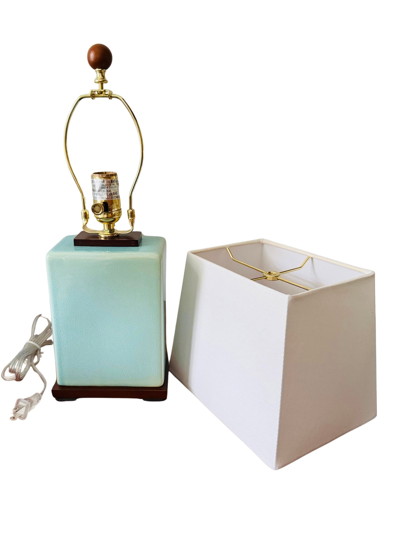 Pair of Lauren Ralph Lauren Celadon Crackle Glazed Porcelain Table Lamps | Coastal Modern Transition - 8