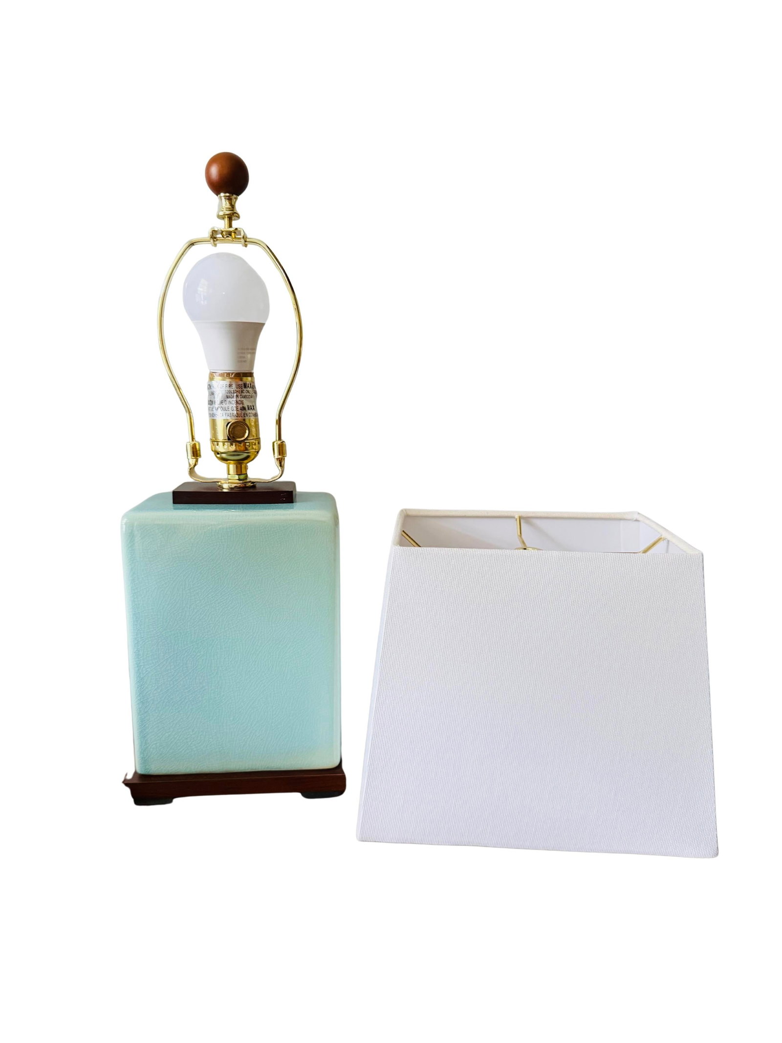 Pair of Lauren Ralph Lauren Celadon Crackle Glazed Porcelain Table Lamps | Coastal Modern Transition - 9