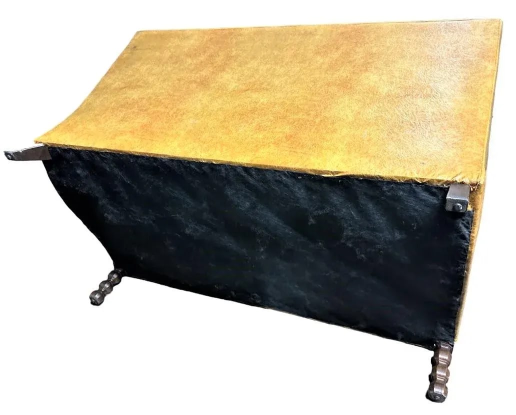 Mustard Yellow Vinyl Mid Century Spanish Revival Settee - 5