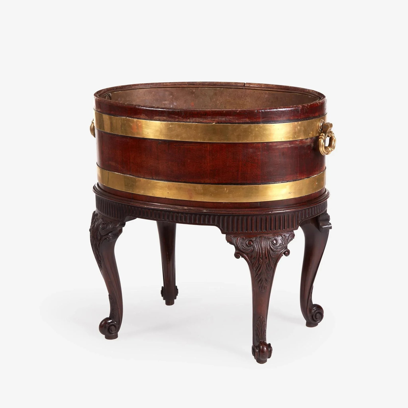 George III Brass Bound Mahogany Wine Cooler or Cellaret and Stand With Brass Liner - 6
