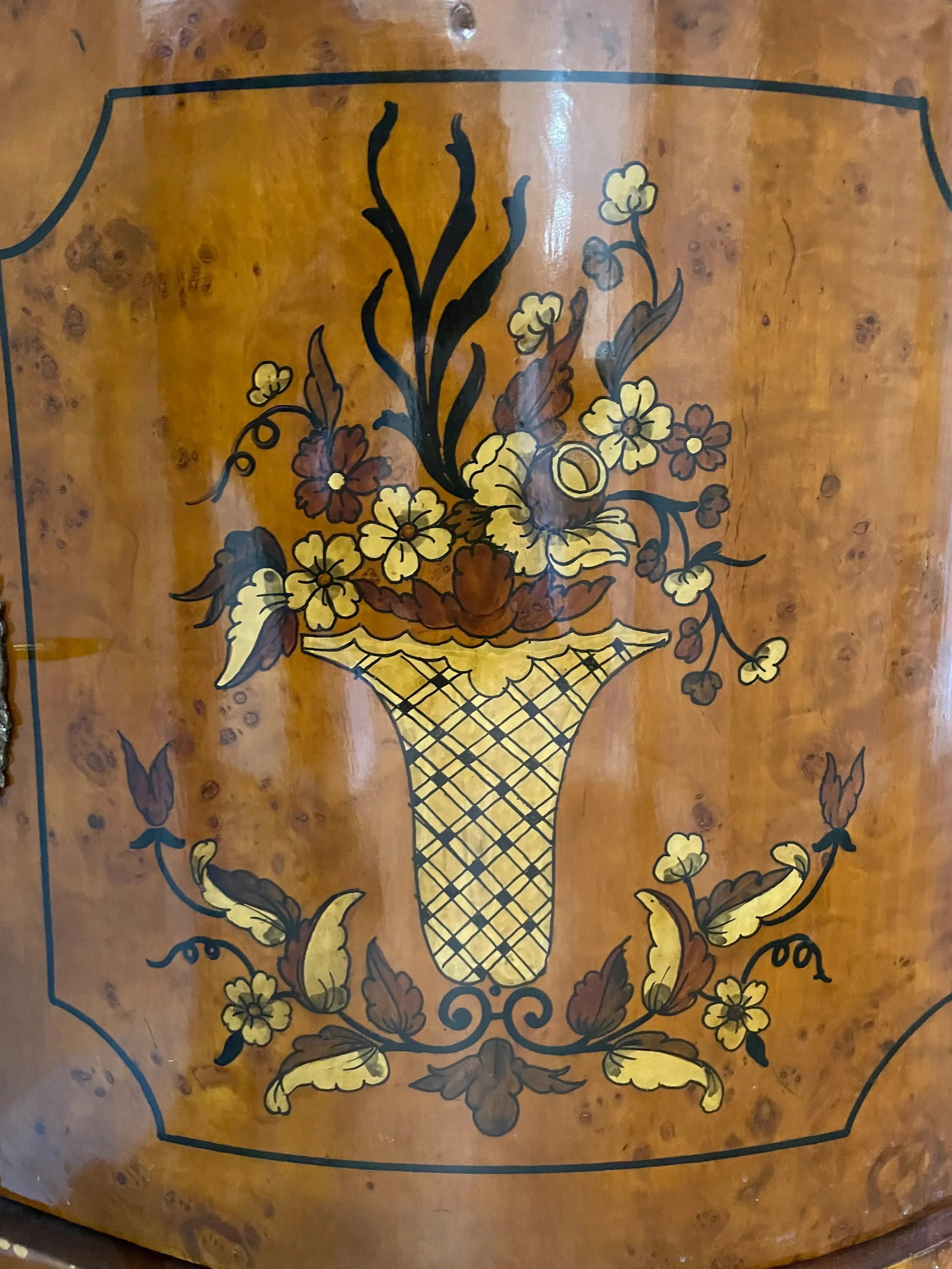 1990s Demi-Lune Accent Cabinet Italian Neoclassical Style Faux Marquetry - 6