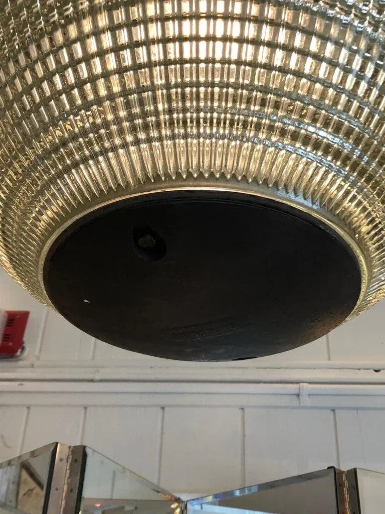 Vintage Parisian Holophane Globe Pendant Chandelier - 4