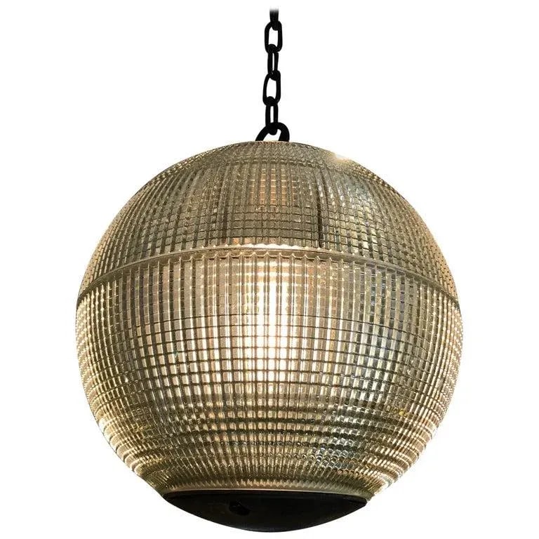 Vintage Parisian Holophane Globe Pendant Chandelier - 6