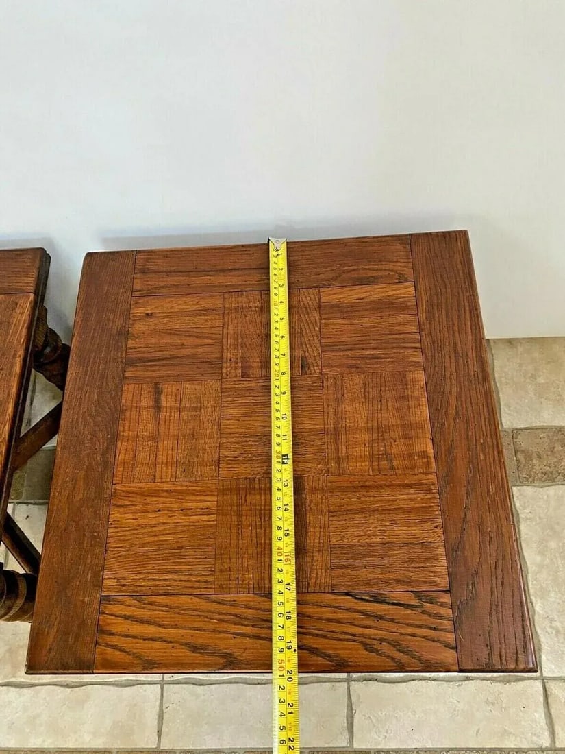 1970s Vintage M House Nightstands Lamp Tables Barley Twist Legs Inlays - a Pair - 9