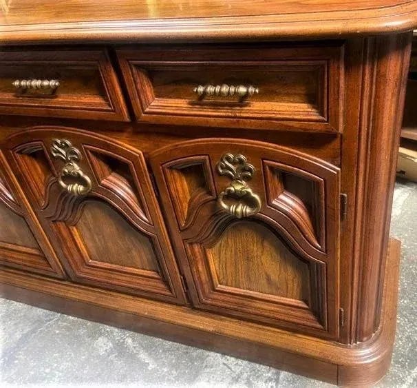 Mid 20th Century Spanish Revival Oak 70" Wide Credenza or Buffet Sideboard - 5