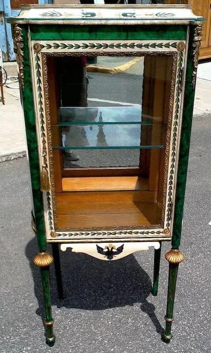 Vitrine With Faux Malachite Refreshed Paint - 3