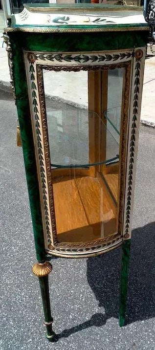 Vitrine With Faux Malachite Refreshed Paint - 5