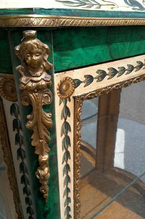 Vitrine With Faux Malachite Refreshed Paint - 9