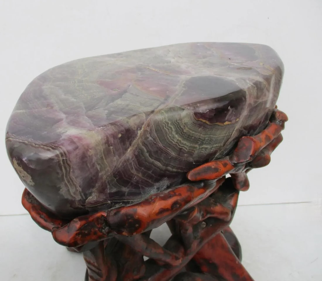 Chinese Fluorite Stone Root Table Circa 1990s - 10