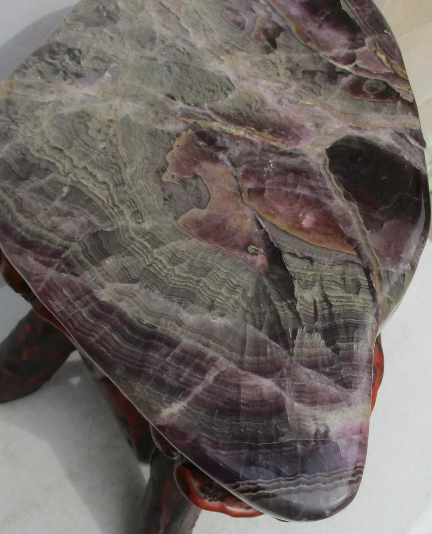 Chinese Fluorite Stone Root Table Circa 1990s - 4