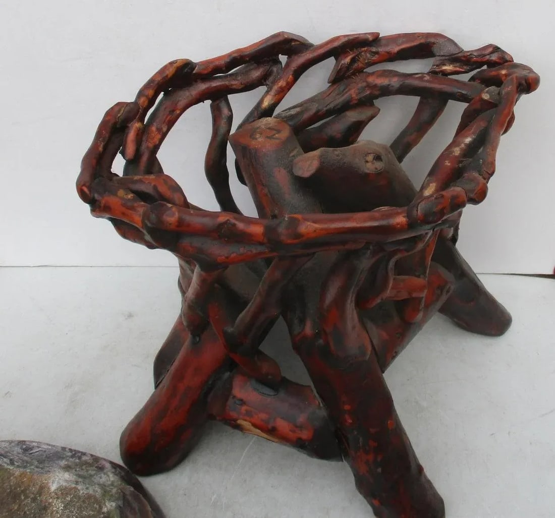 Chinese Fluorite Stone Root Table Circa 1990s - 5