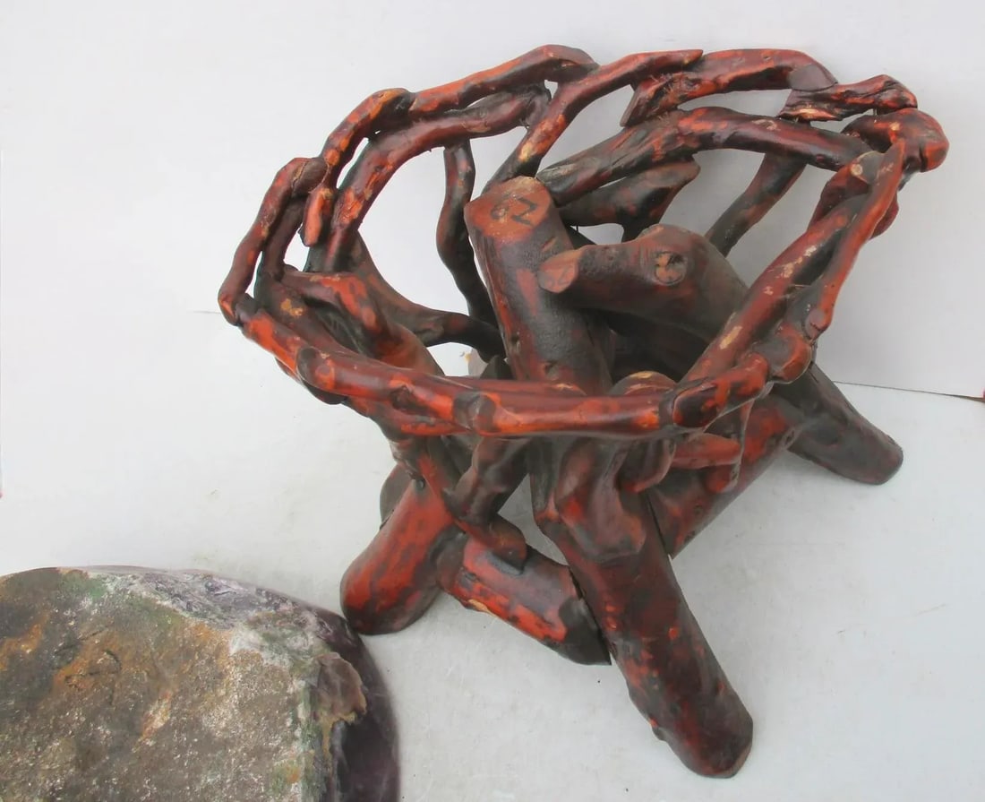 Chinese Fluorite Stone Root Table Circa 1990s - 7