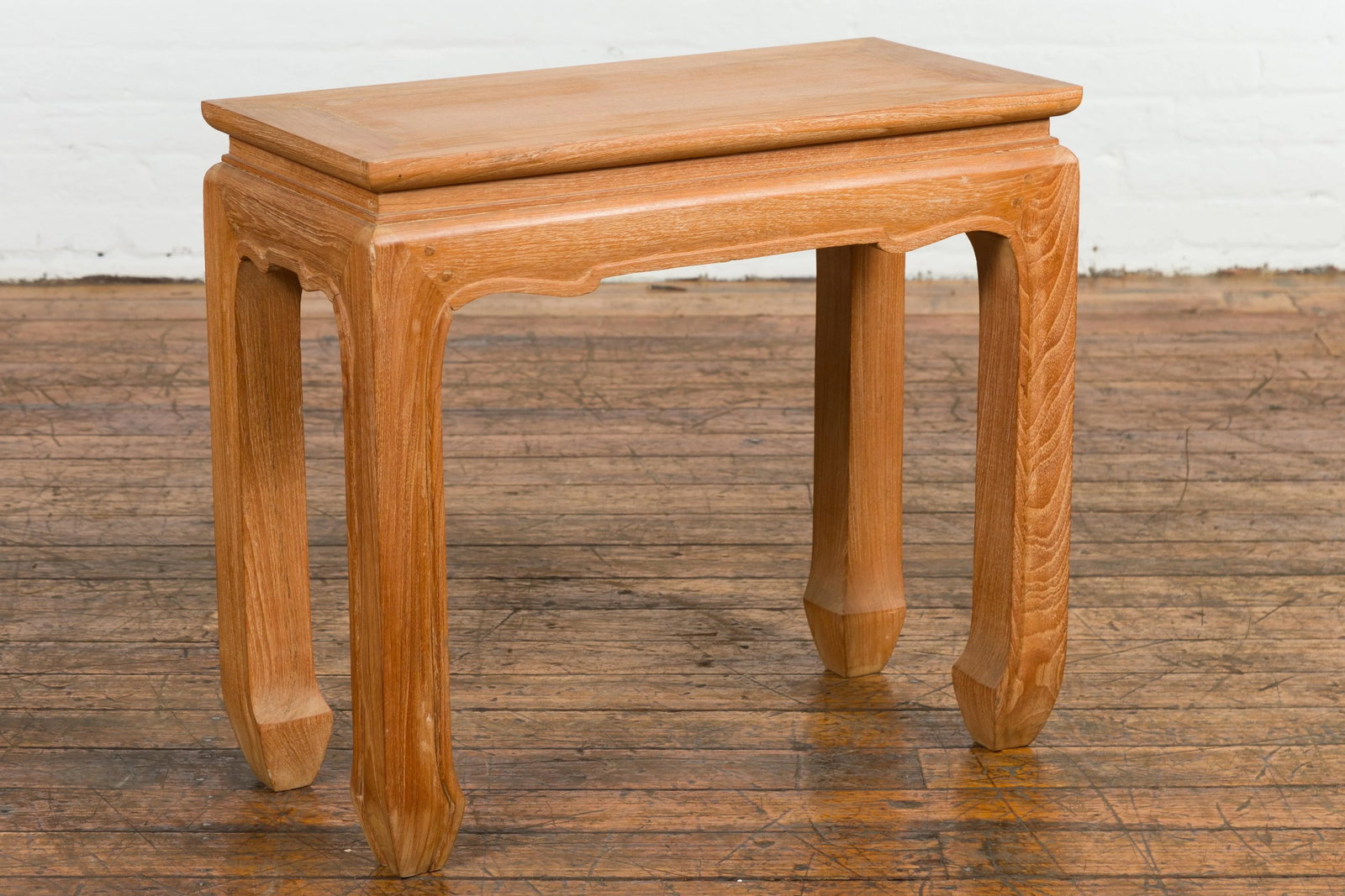 Chinese Late Qing Dynasty Natural Finish Stool or Side Table with Horsehoof Feet - 11