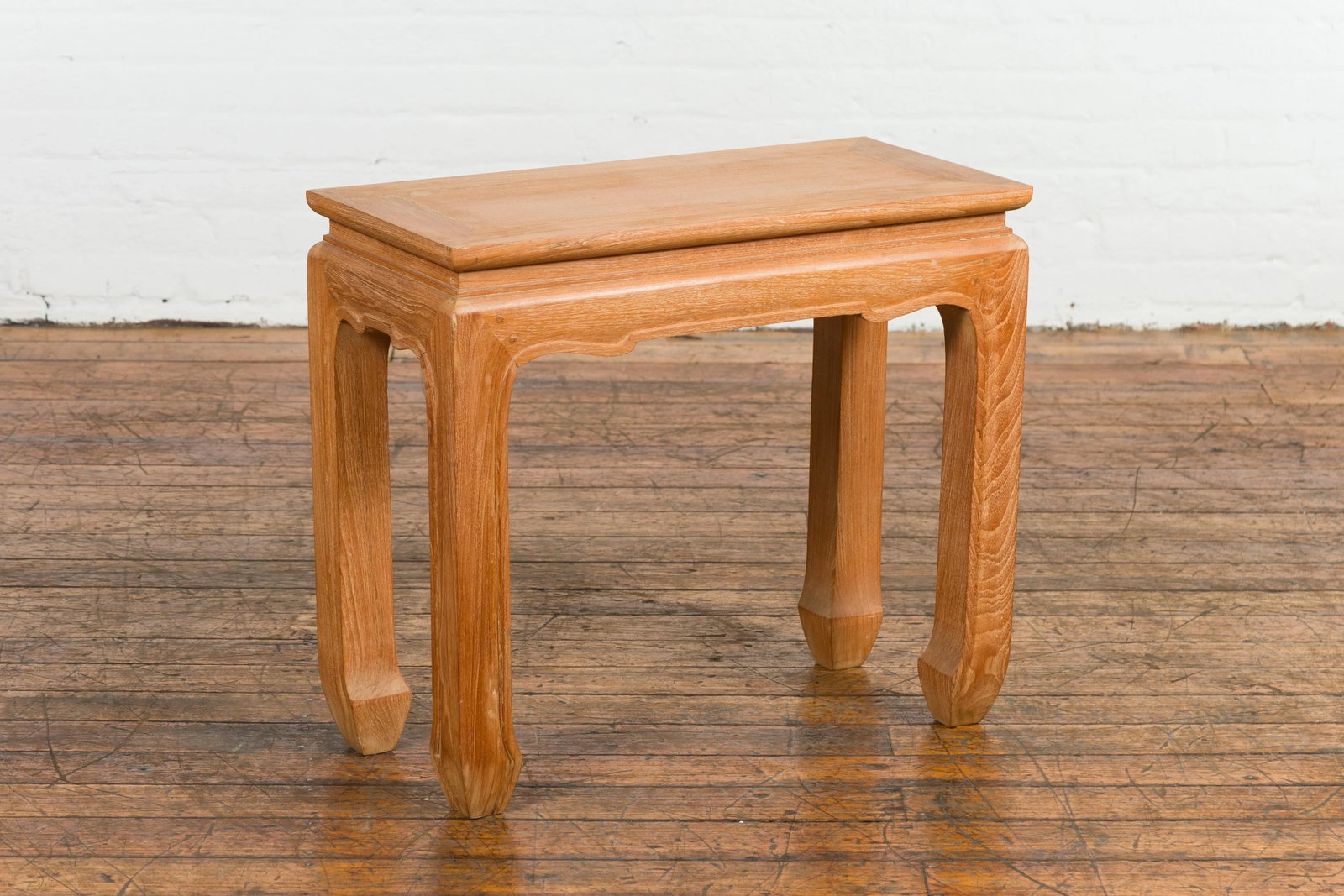 Chinese Late Qing Dynasty Natural Finish Stool or Side Table with Horsehoof Feet - 12