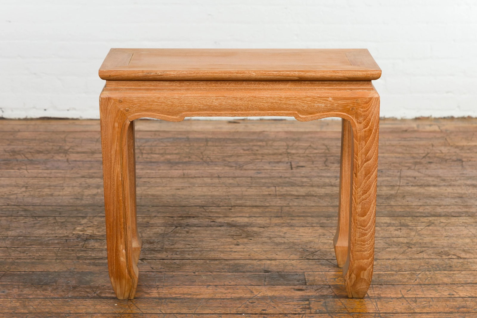 Chinese Late Qing Dynasty Natural Finish Stool or Side Table with Horsehoof Feet - 2