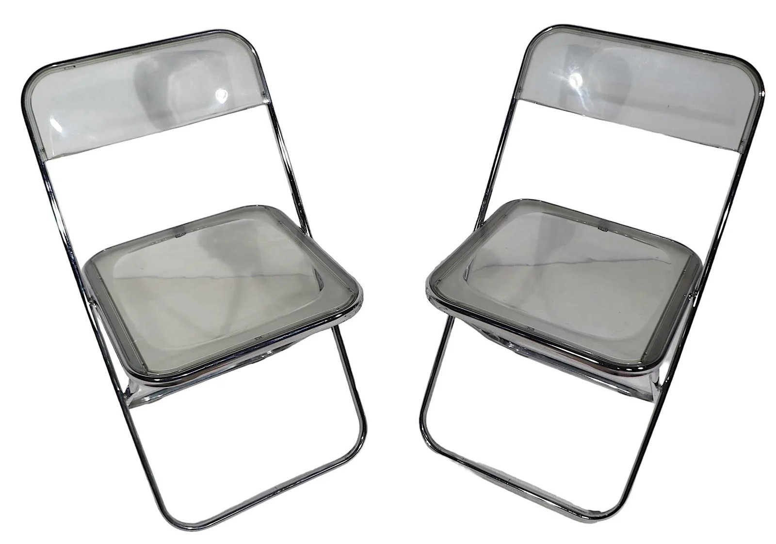 Pair of Vintage Space Age Folding Lucite and Chrome Chairs Made in Italy C 1970's - 7