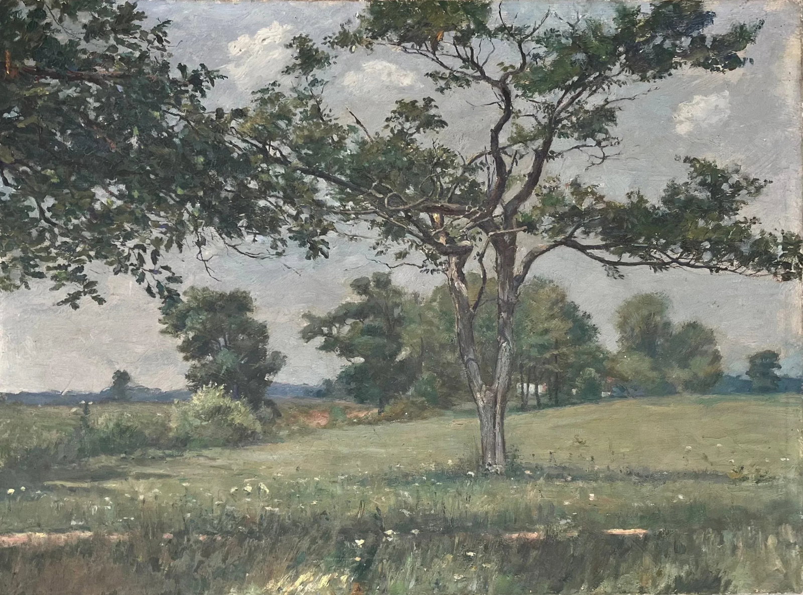 Wells Moses Sawyer (American 1863 - 1960) Oil Painting on Canvas of a Verdant New England Summer Lan - 2