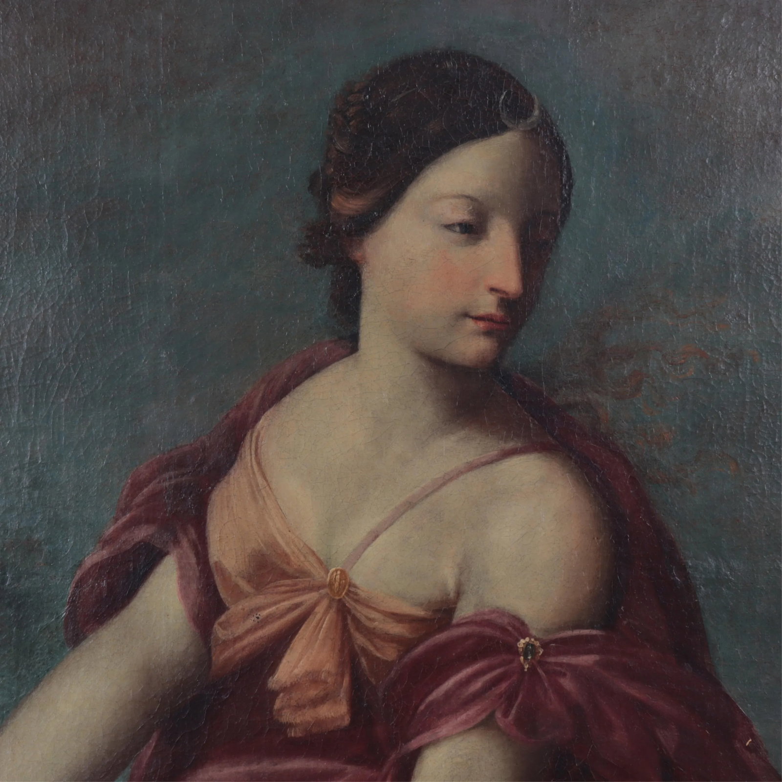 Large Antique 18th Century Italian Old Master Oil Painting on Canvas Allegory of Diana - 3