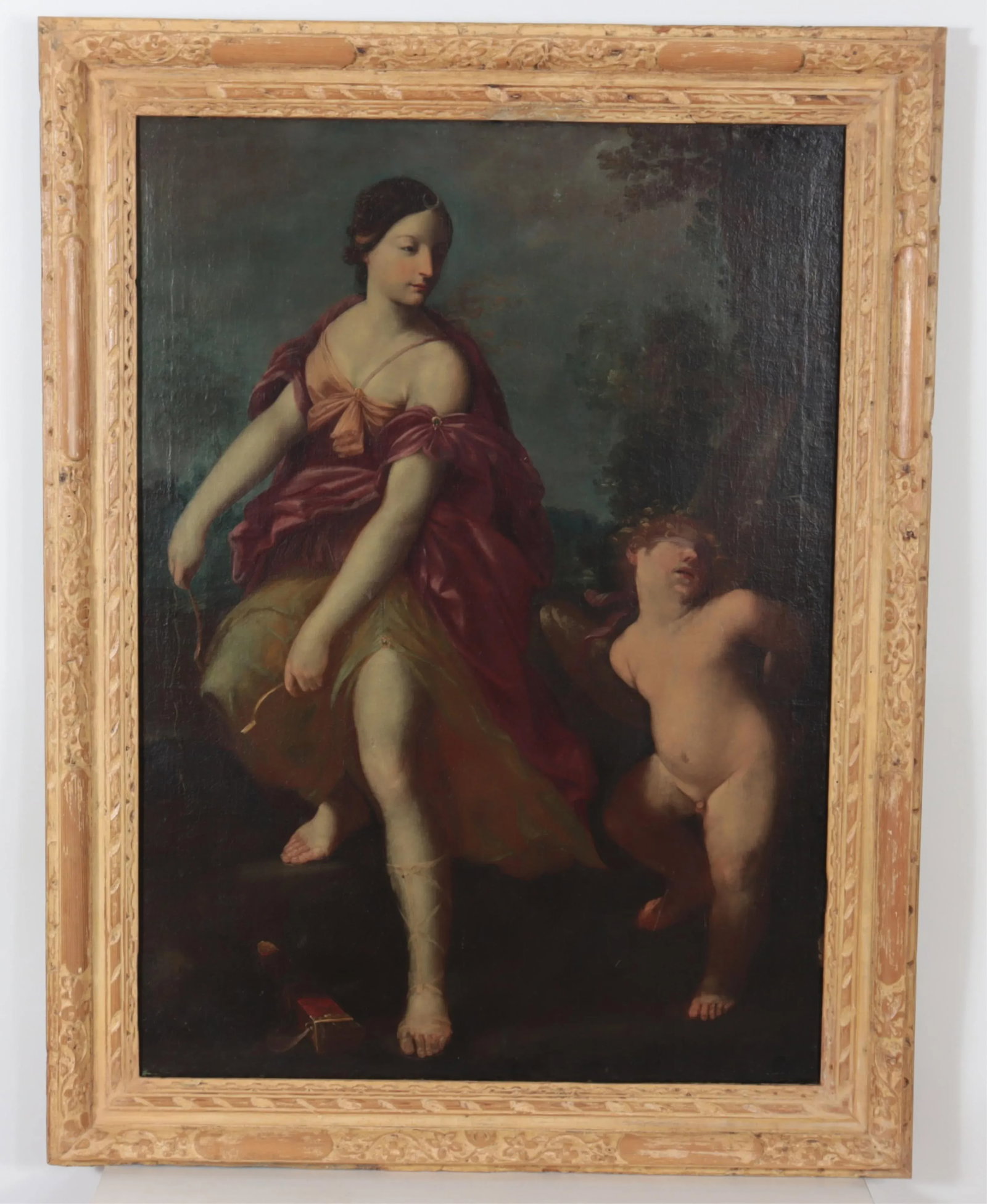 Large Antique 18th Century Italian Old Master Oil Painting on Canvas Allegory of Diana - 6