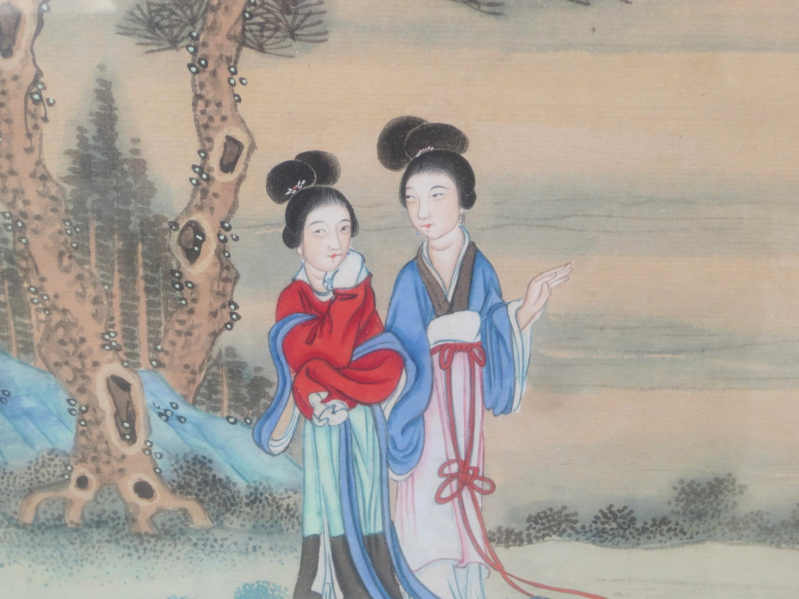 Chinese Watercolor Maidens in Landscape - 4