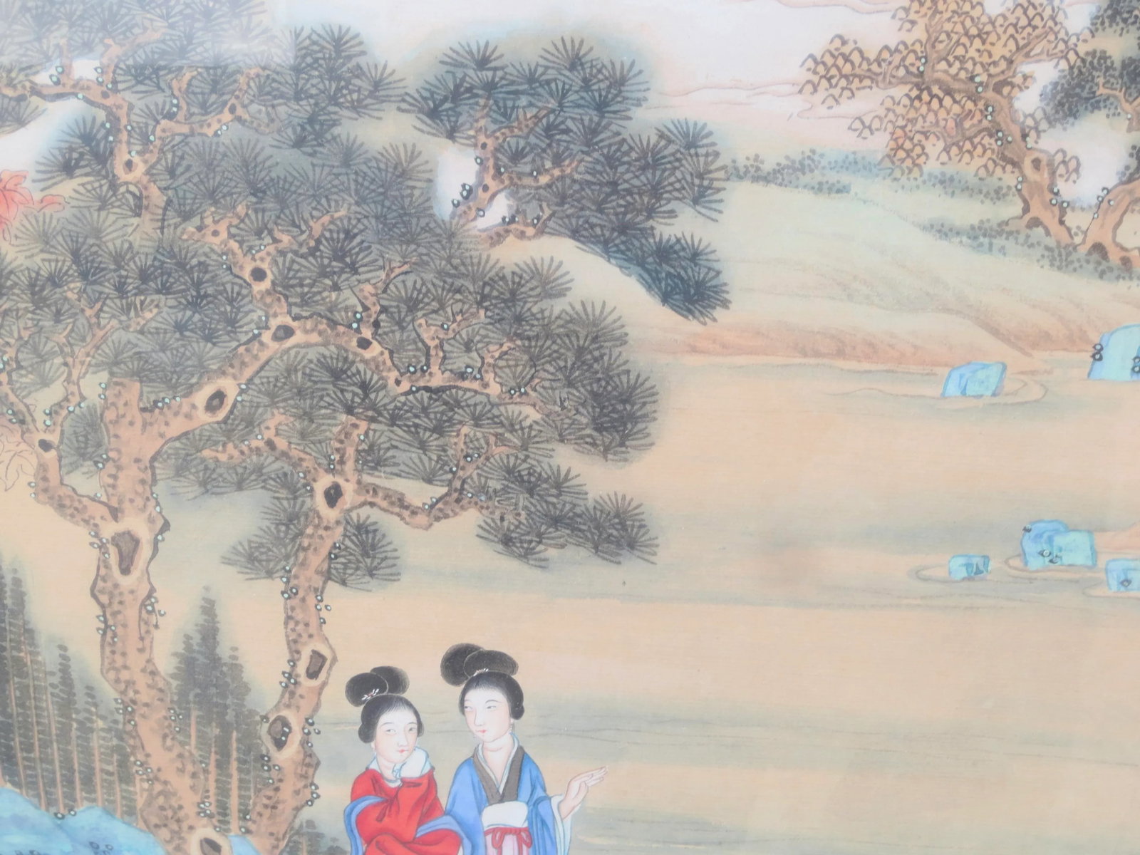 Chinese Watercolor Maidens in Landscape - 6