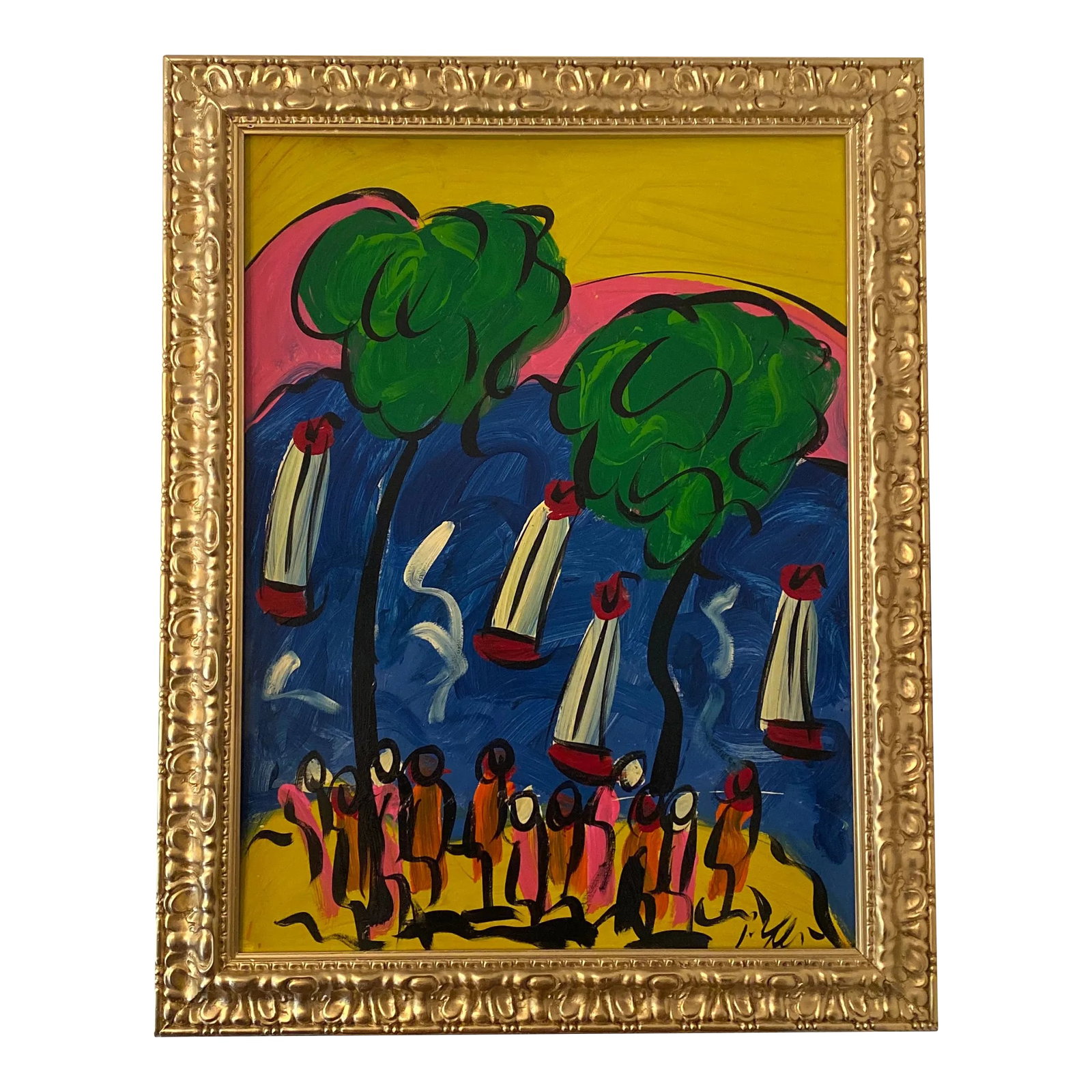 Original Peter Keil Abstract Landscape Painting: Peter Keil is a German artist that focuses primarily on abstract expressionism. Keil painted with some of the greats including Joan Miro, Pablo Picasso and Andy Warhol, to name a few. This is a