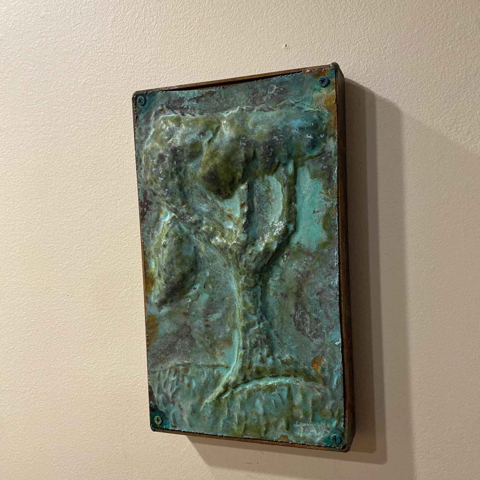 Early 21st Century Artist Made Brutalist Style Copper Tree Plaque - 3