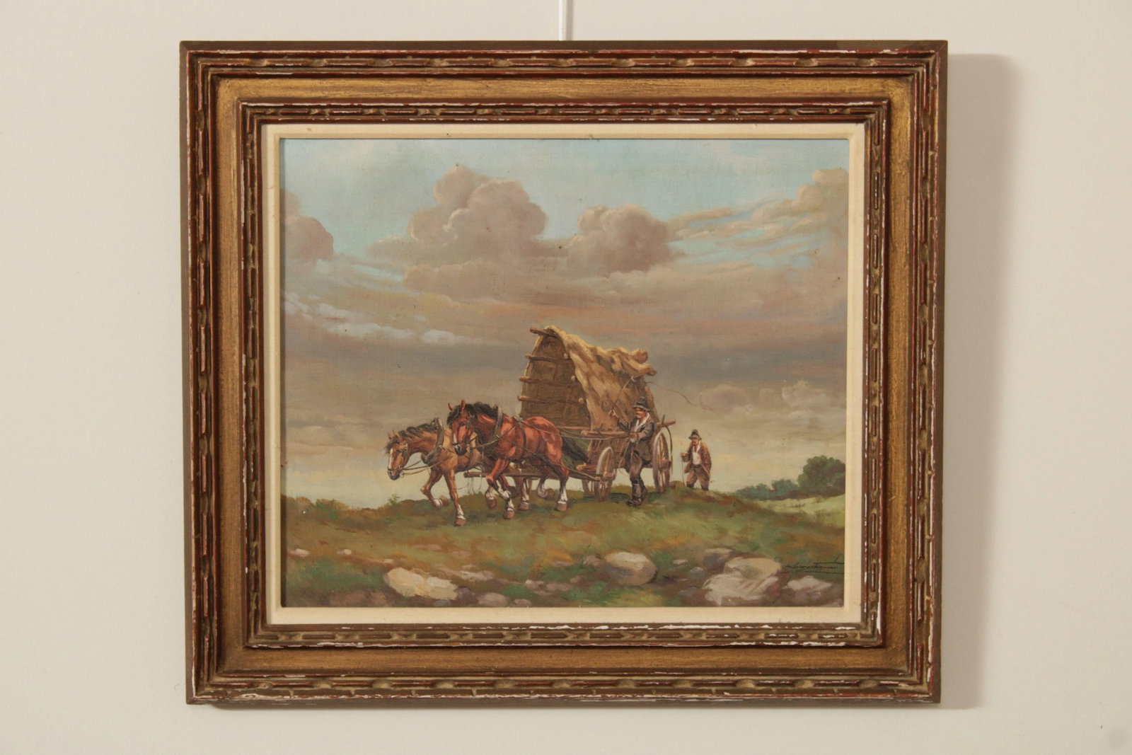 Elemer Kovacs Framed Covered Wagon Painting - 2