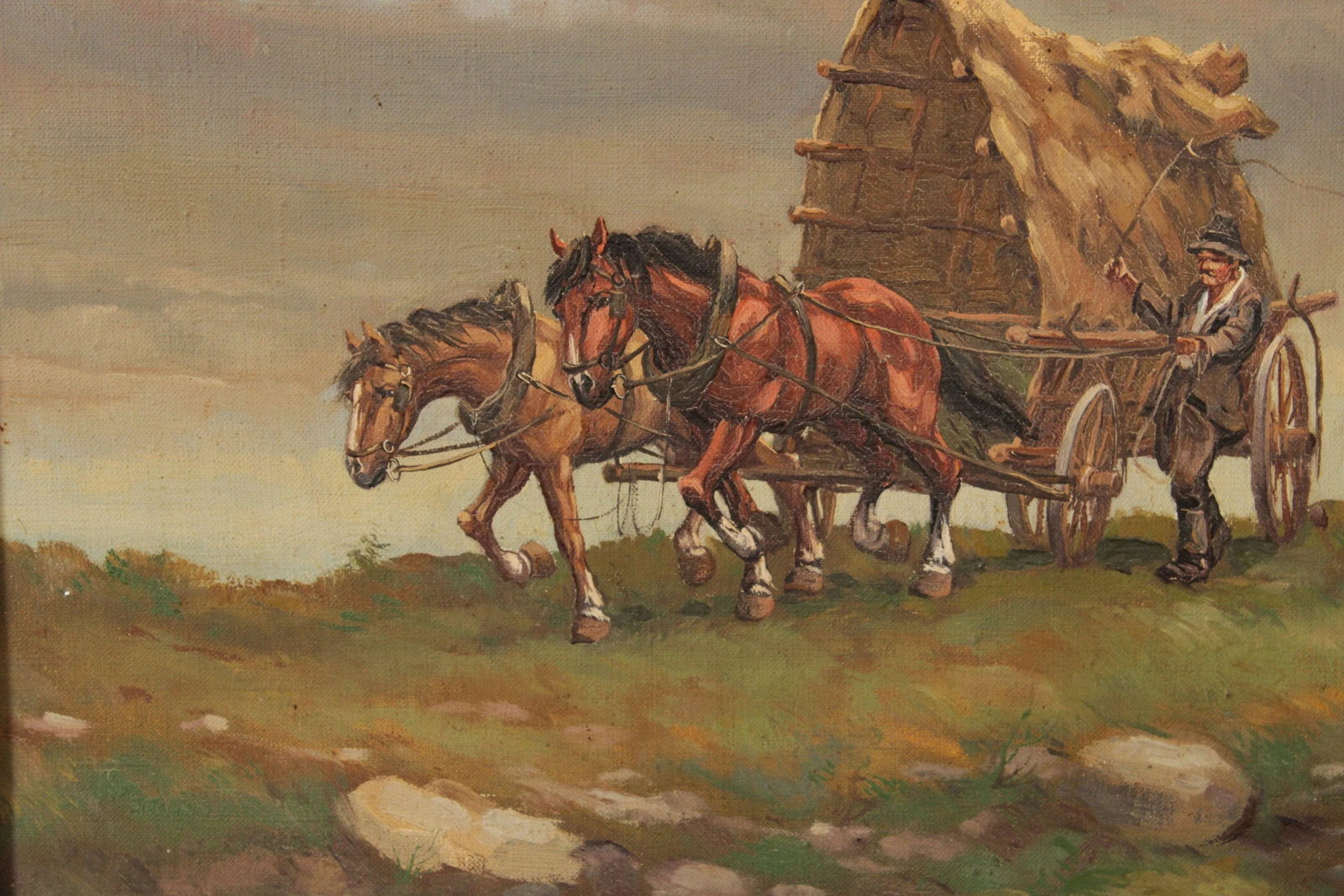 Elemer Kovacs Framed Covered Wagon Painting - 9