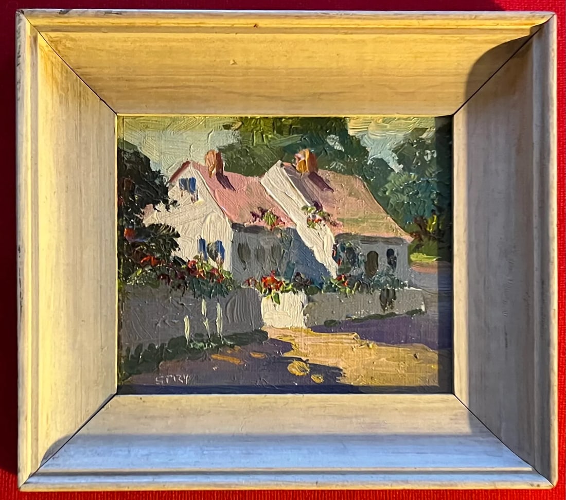 Irene Stry (American 1899 - 1963) Small Scale Oil Painting on Board Provincetown School Cottage Stre - 10
