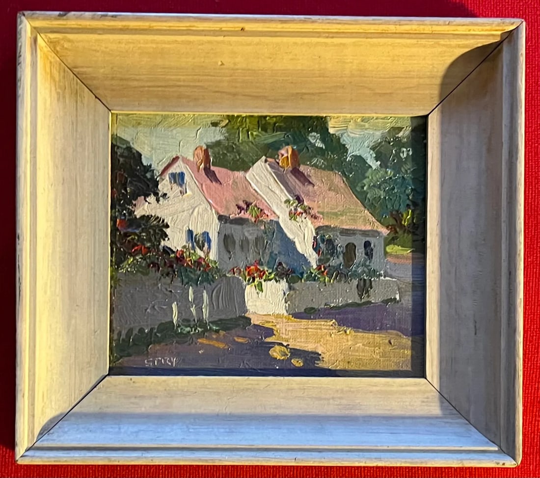 Irene Stry (American 1899 - 1963) Small Scale Oil Painting on Board Provincetown School Cottage Stre - 12