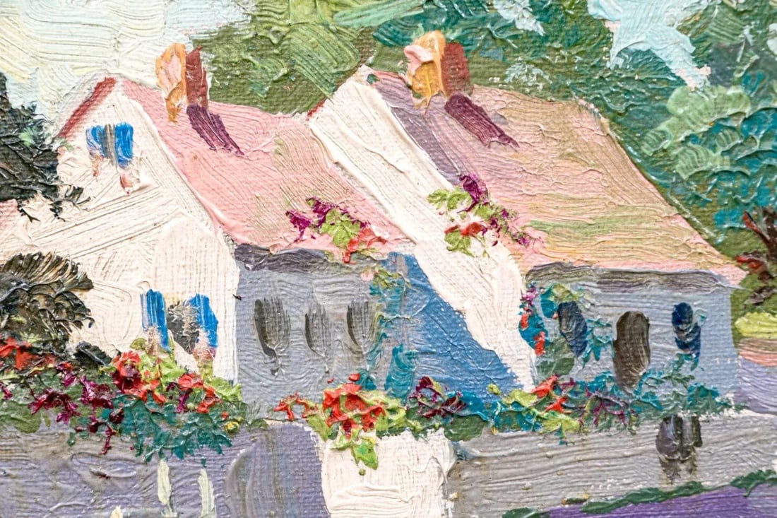 Irene Stry (American 1899 - 1963) Small Scale Oil Painting on Board Provincetown School Cottage Stre - 2