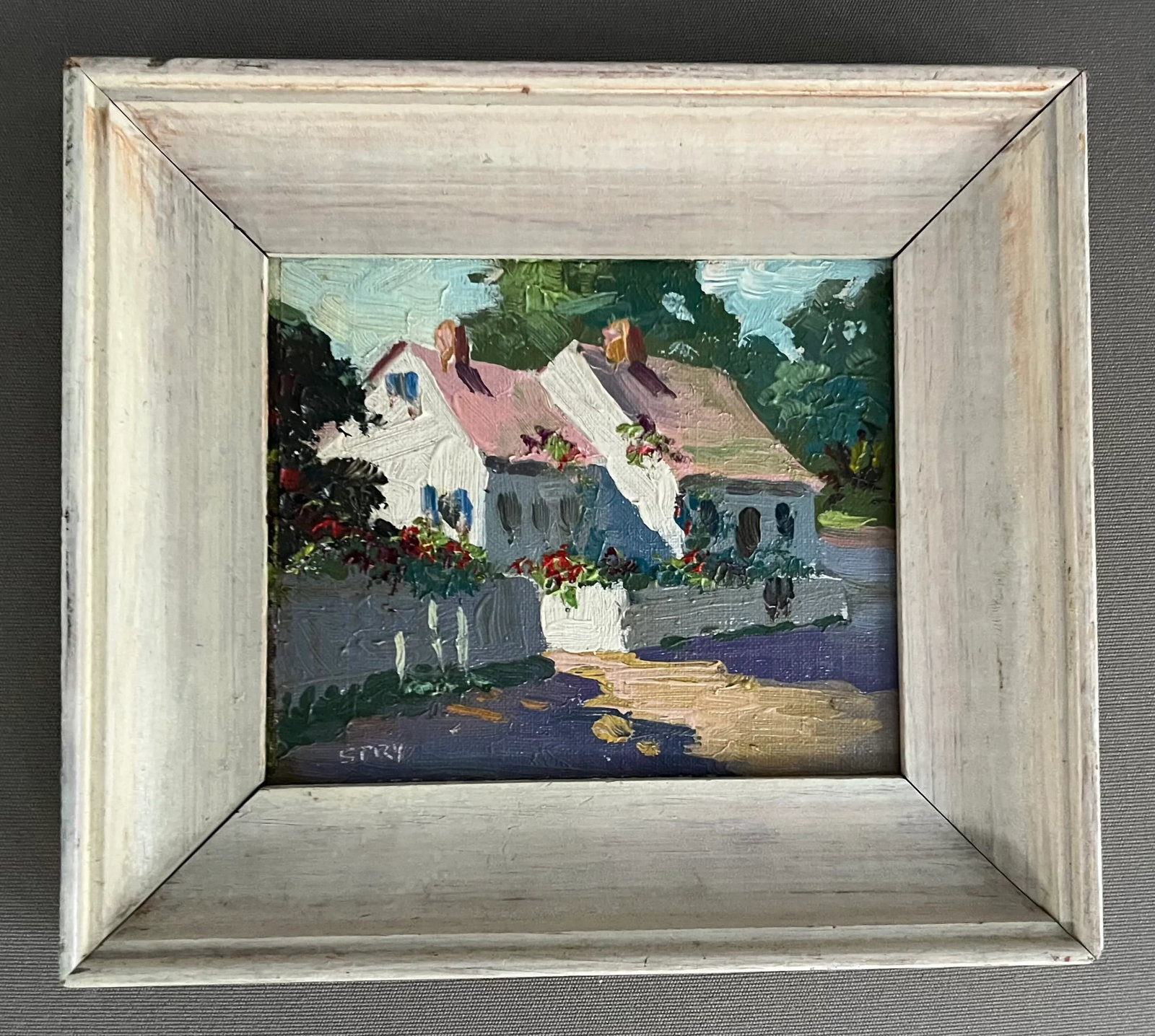 Irene Stry (American 1899 - 1963) Small Scale Oil Painting on Board Provincetown School Cottage Stre - 3