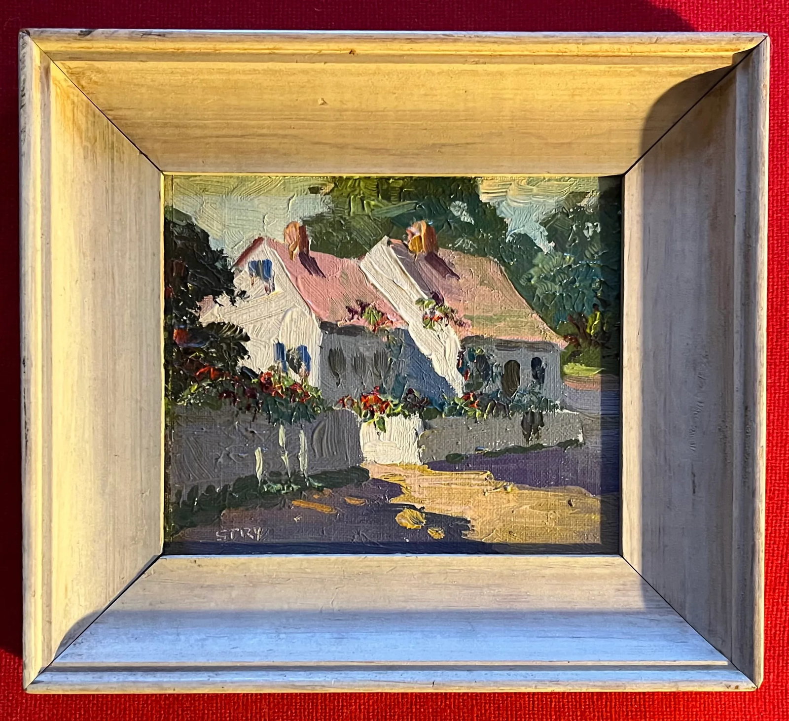 Irene Stry (American 1899 - 1963) Small Scale Oil Painting on Board Provincetown School Cottage Stre - 5