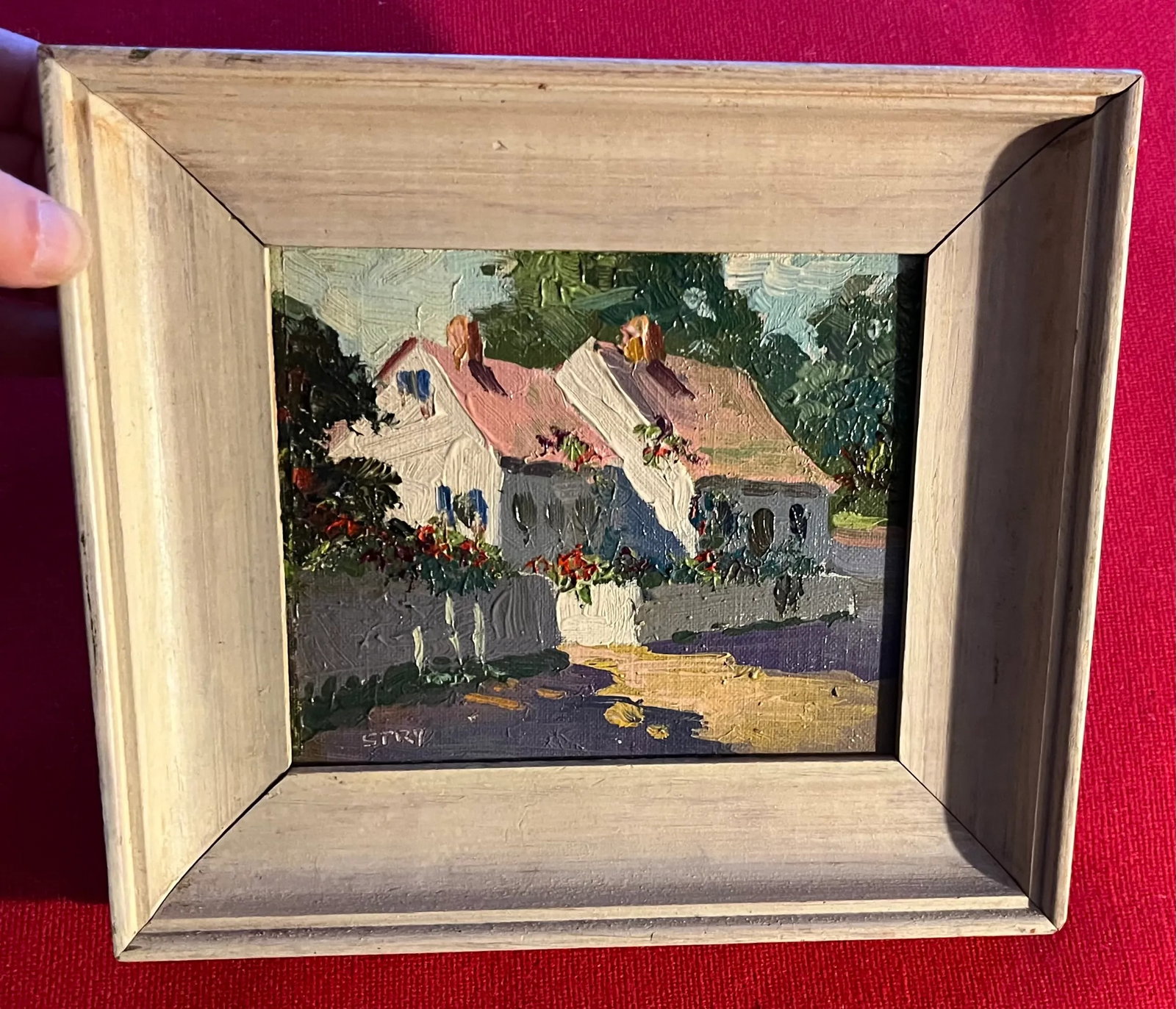 Irene Stry (American 1899 - 1963) Small Scale Oil Painting on Board Provincetown School Cottage Stre - 6