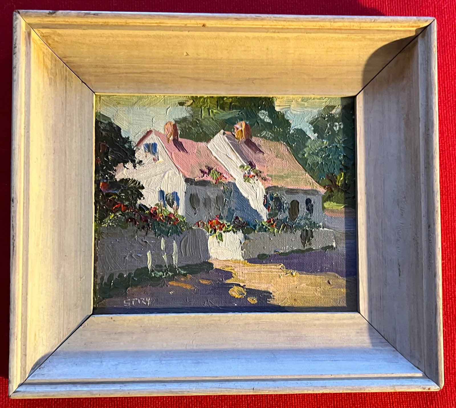 Irene Stry (American 1899 - 1963) Small Scale Oil Painting on Board Provincetown School Cottage Stre - 8
