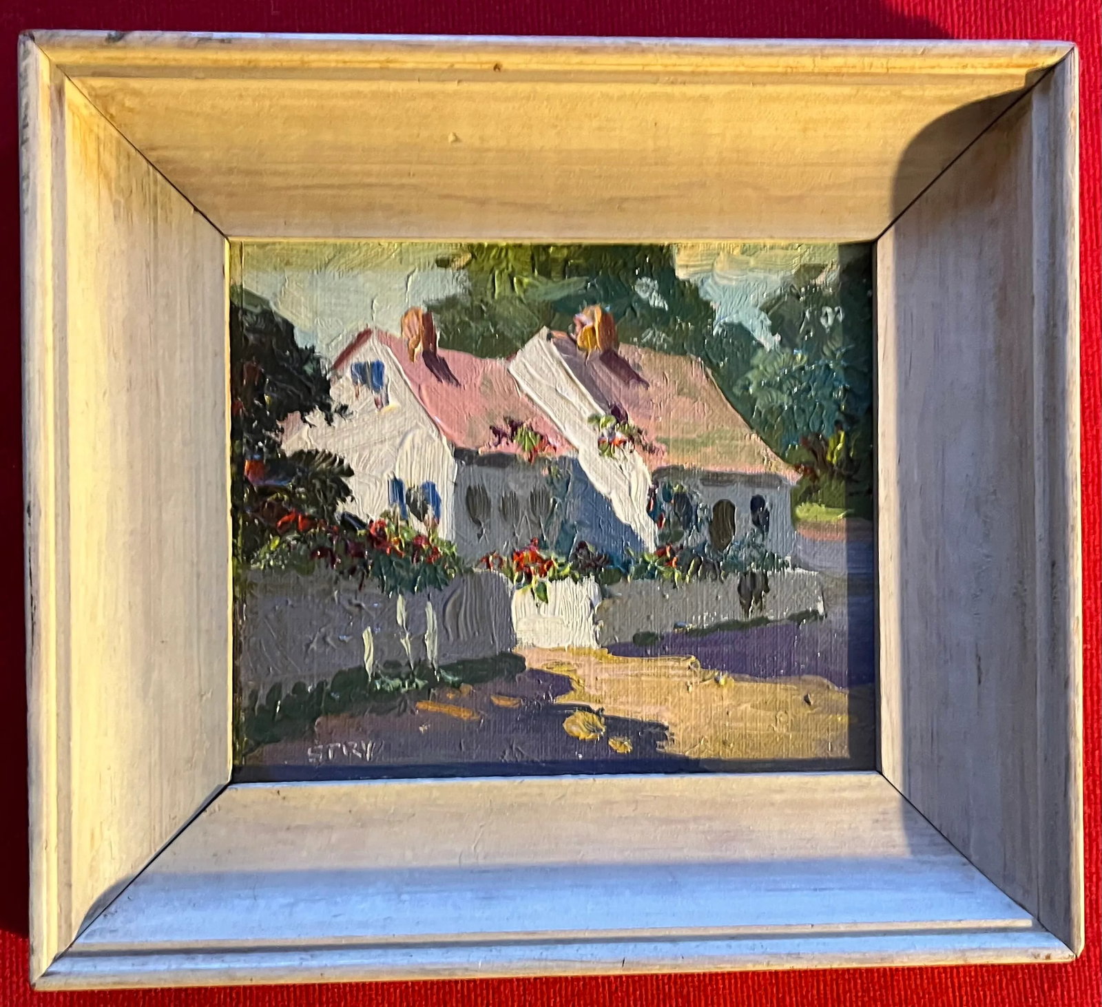 Irene Stry (American 1899 - 1963) Small Scale Oil Painting on Board Provincetown School Cottage Stre - 9
