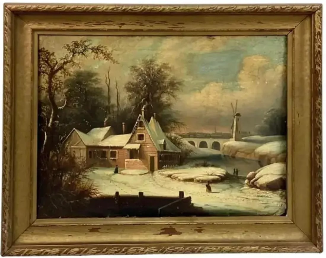 19th Century Dutch Oil on Artist Board Painting, Framed - 8
