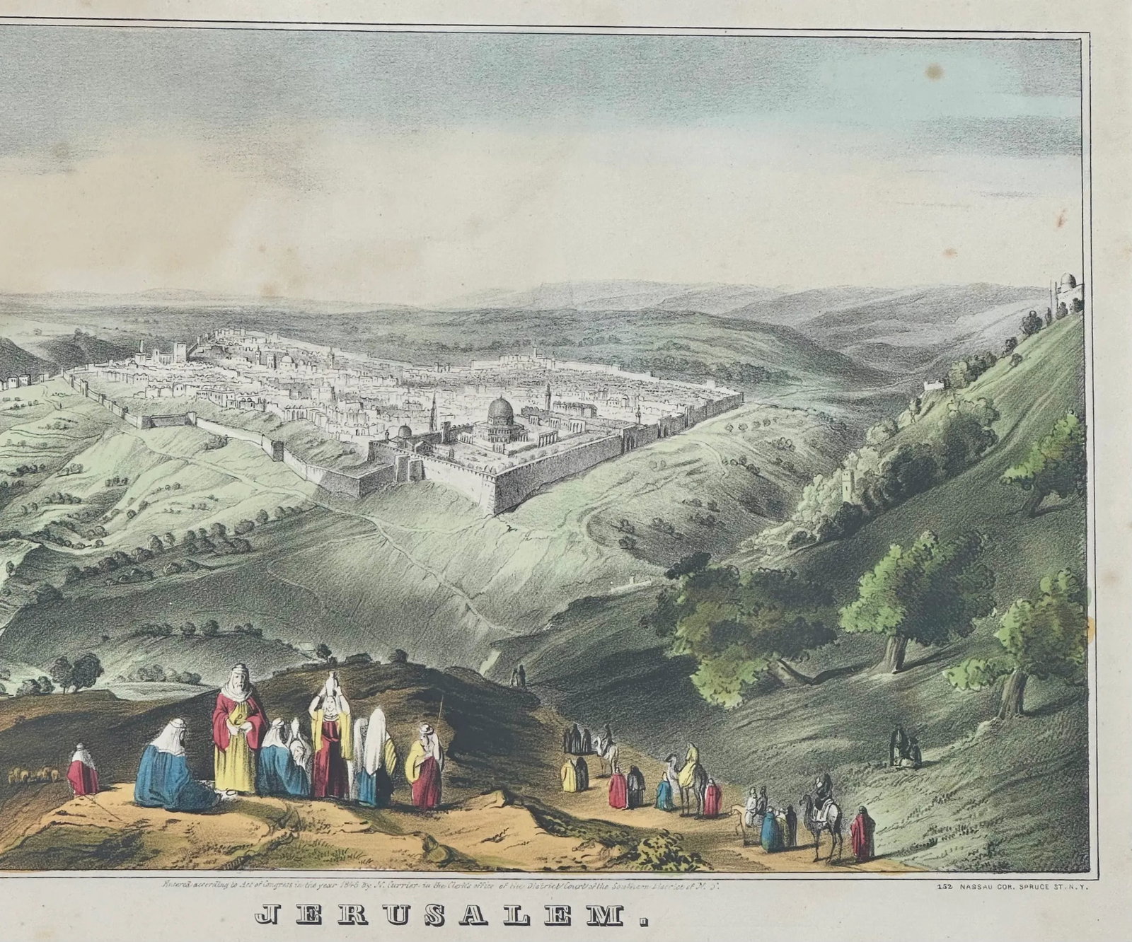 1846 Jerusalem View by Currier & Ives, Framed - 3