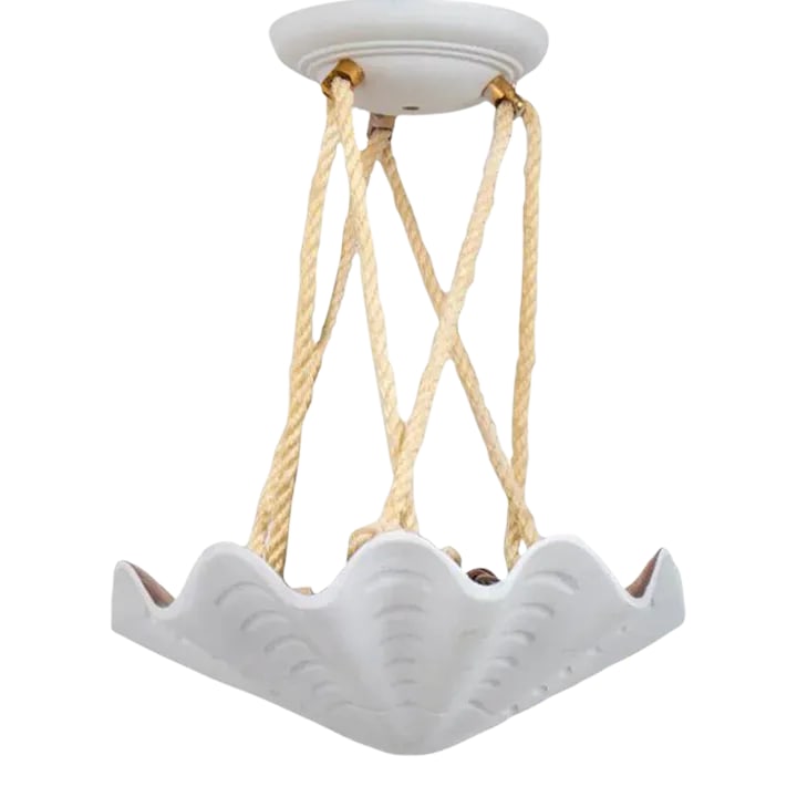 Small Shell Form Ceiling Pendant in Serge Roche Style: This pendant ceiling light is a stunning example of design inspired by the distinctive Serge Roche style. The centerpiece of this pendant light is the uplight, which is designed in the form of a