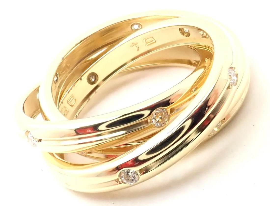 Cartier 18k Yellow Gold Diamond Constellation Trinity Ring Size 51 - 3