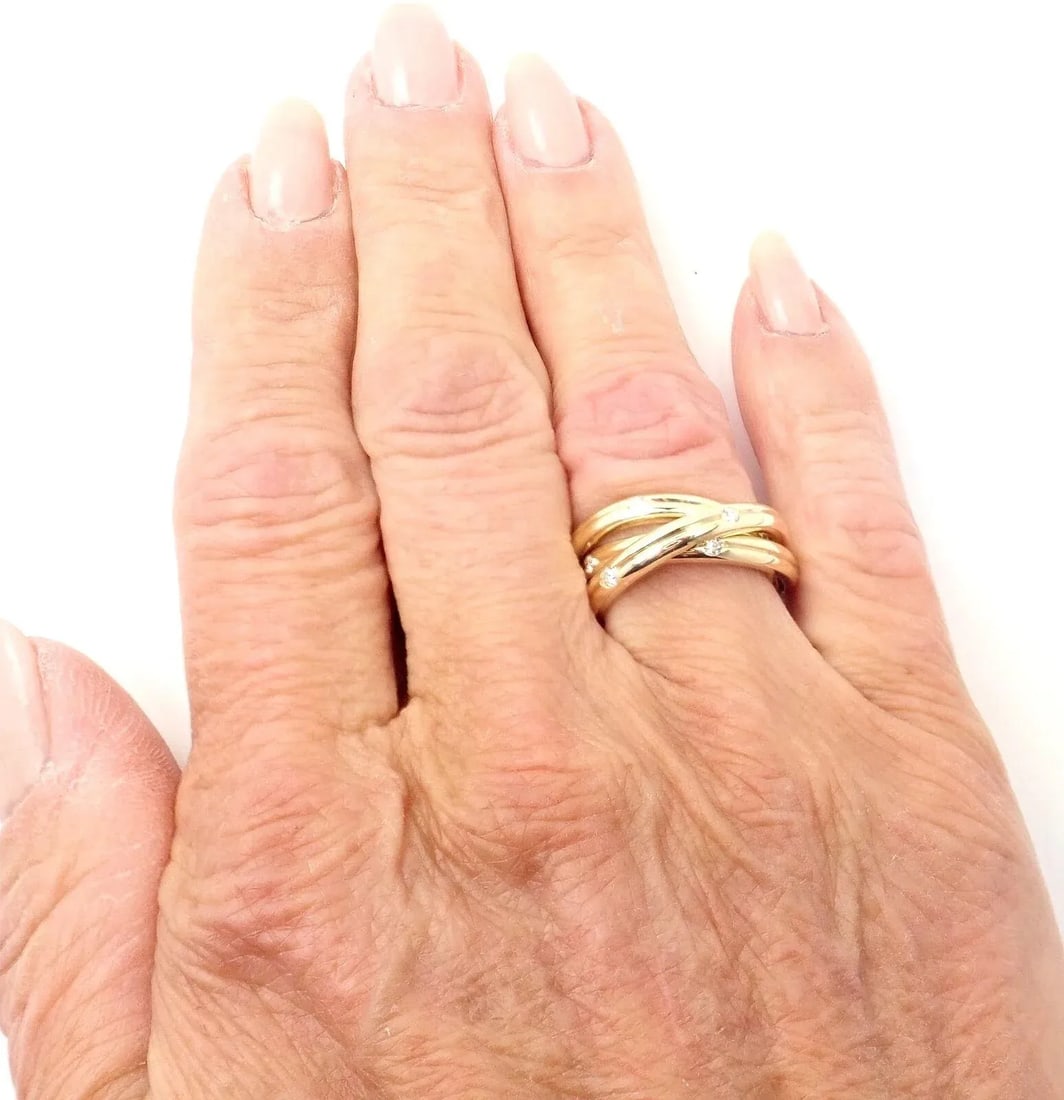 Cartier 18k Yellow Gold Diamond Constellation Trinity Ring Size 51 - 5