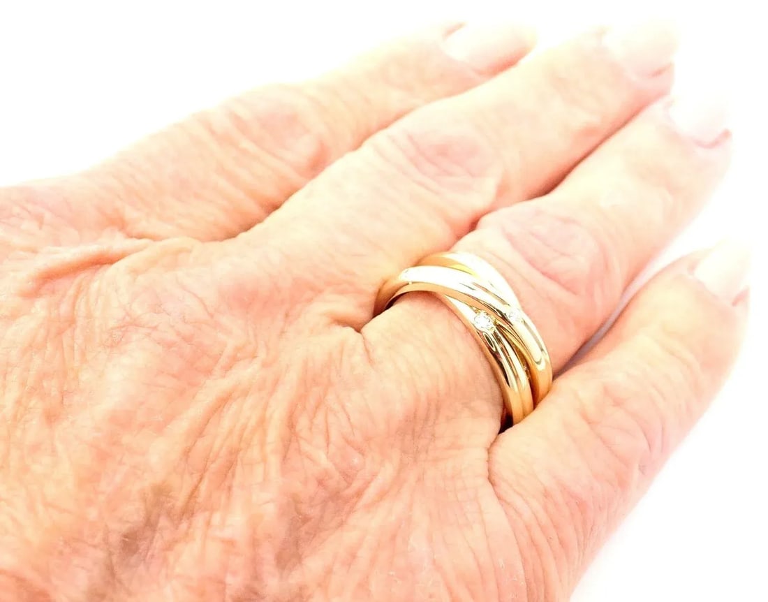 Cartier 18k Yellow Gold Diamond Constellation Trinity Ring Size 51 - 6