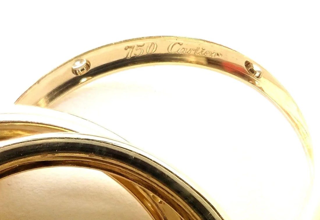 Cartier 18k Yellow Gold Diamond Constellation Trinity Ring Size 51 - 7