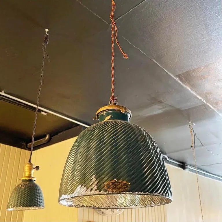 1920s Industrial Green X-Ray Mercury Glass Pendant Light - 2
