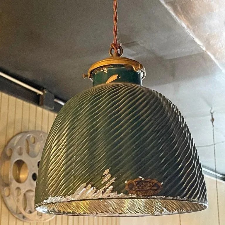 1920s Industrial Green X-Ray Mercury Glass Pendant Light - 3