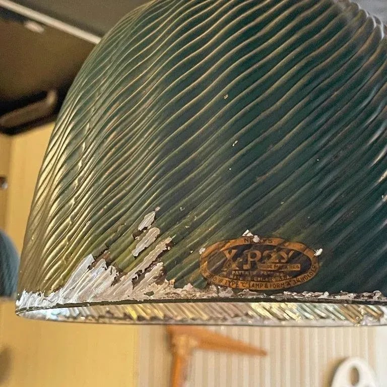 1920s Industrial Green X-Ray Mercury Glass Pendant Light - 4